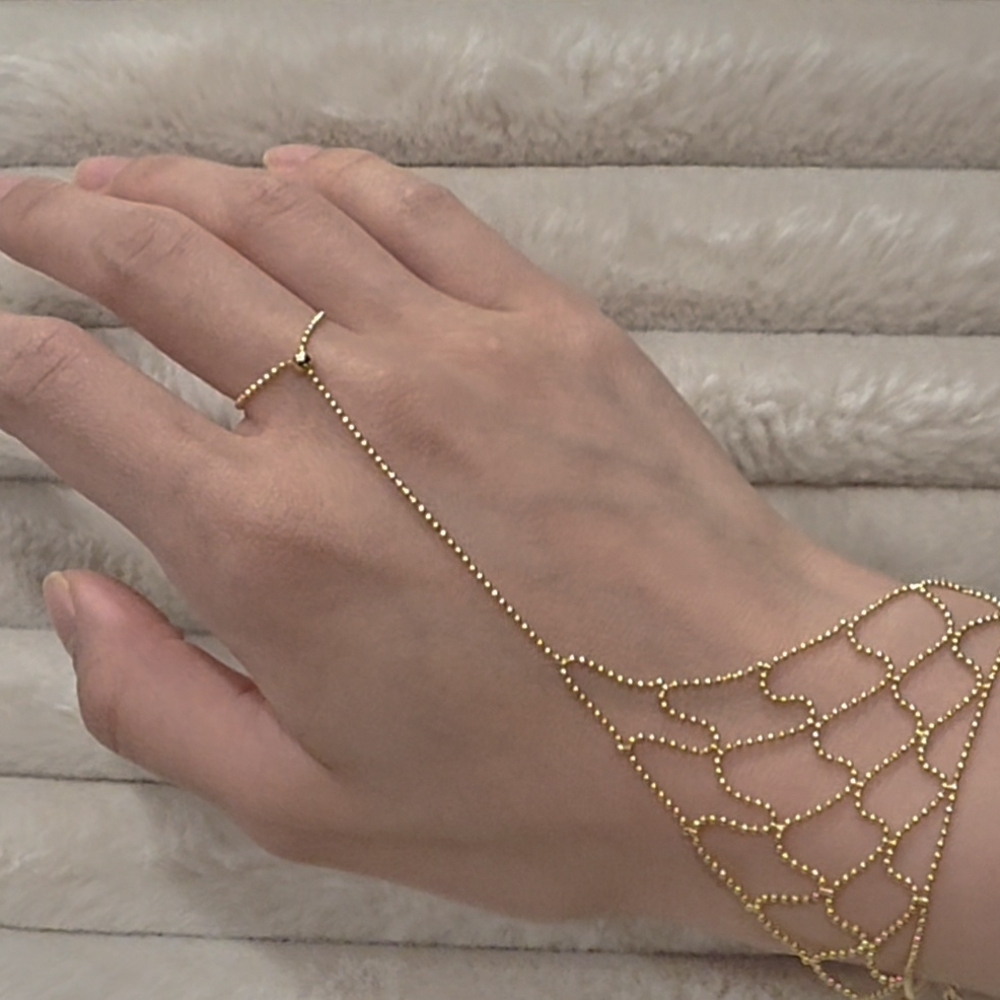 🎀💞14K Real Gold Mesh Hand Chain Bracelet💞🎀